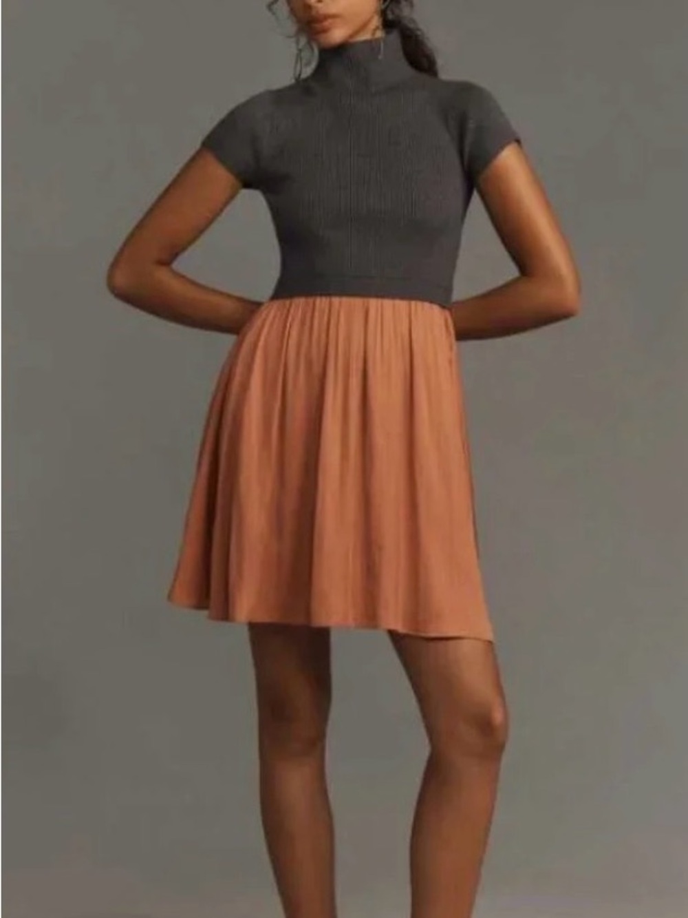 Anthropology The Thea Twofer Sweater Mini Dress Short Sleeve Size Medium